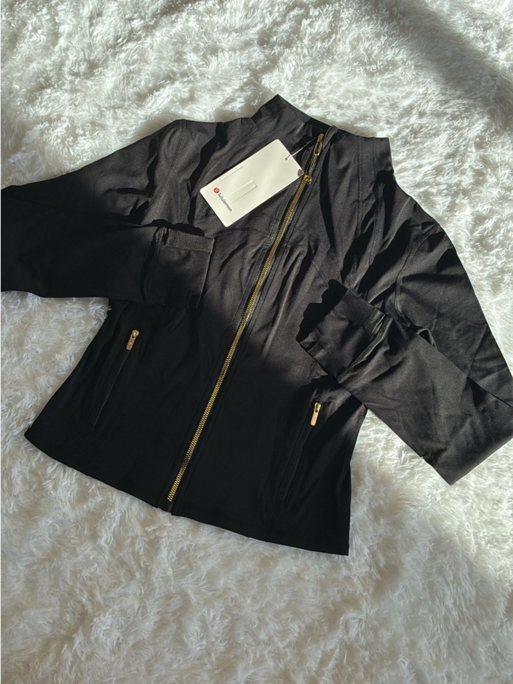 Lululemon Black Zip-Up Jacket | Gold Hardware | Fitted Activewear